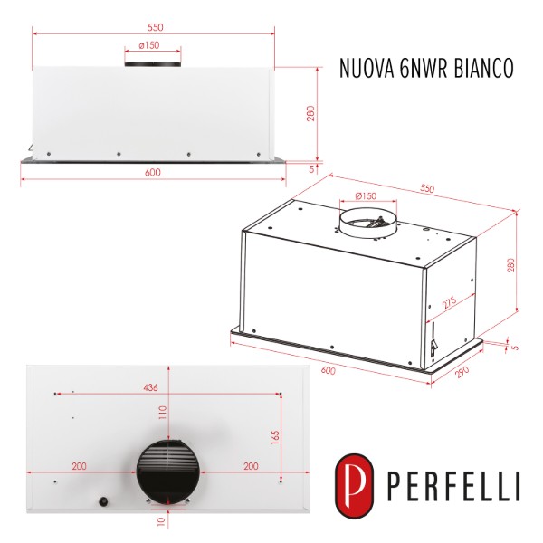 Фото - Вытяжка встраиваемая Perfelli NUOVA 6NWR BIANCO